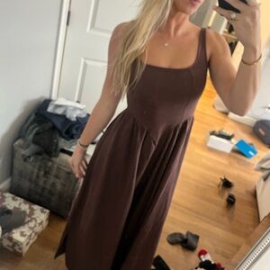 Chic Brown Midi Dress